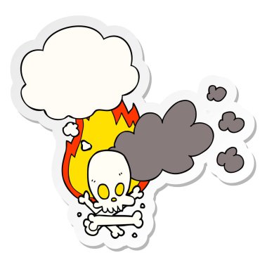 çizgi film ürkütücü yanan kemikler ve baskılı sti olarak kabarcık düşünce