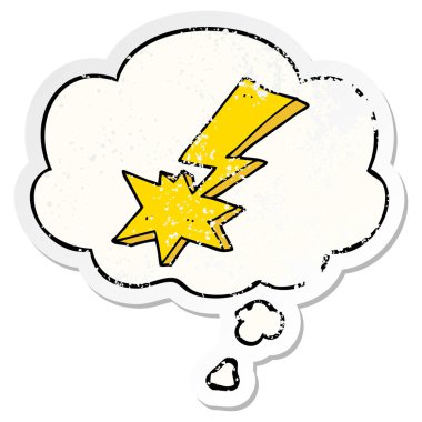 karikatür yıldırım ve sıkıntılı yıpranmış olarak kabarcık düşünce s