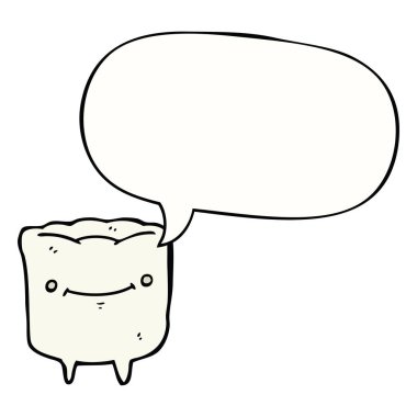 karikatür mutlu diş ve konuşma balonu