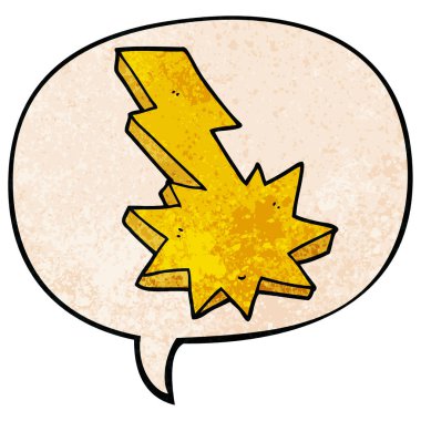 retro doku stilil karikatür yıldırım ve konuşma balonu