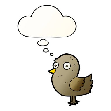 çizgi film kuş ve pürüzsüz degrade tarzında düşünce balonu