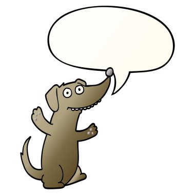 düzgün degrade tarzında karikatür köpek ve konuşma balonu
