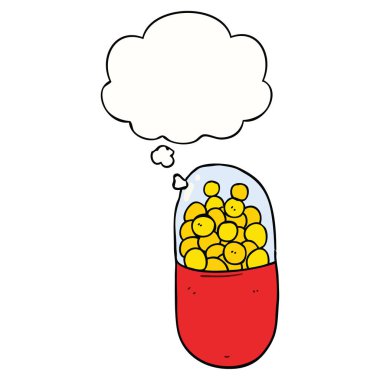 karikatür hapı ve düşünce balonu