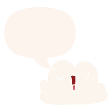 retro tarzında sevimli karikatür bulut ve konuşma balonu