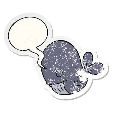 karikatür balina ve konuşma balonu sıkıntılı etiket