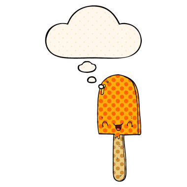 çizgi film buz lolly ve çizgi roman tarzında düşünce balonu