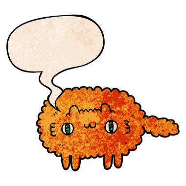 retro doku tarzında karikatür kedi ve konuşma balonu