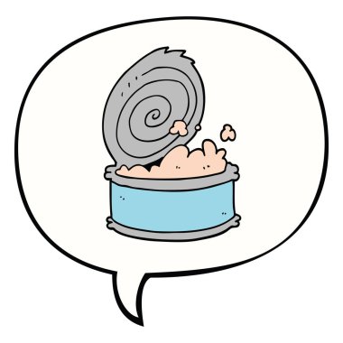 karikatür konserve balık ve konuşma balonu