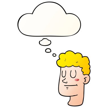 çizgi film erkek yüz ve pürüzsüz degrade tarzında düşünce balonu