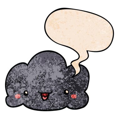 retro doku tarzında sevimli karikatür bulut ve konuşma balonu