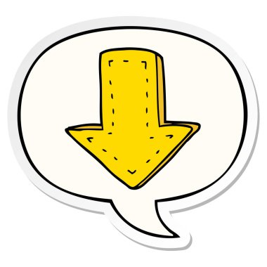 karikatür işaret ok ve konuşma kabarcık etiket