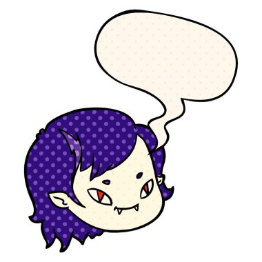 çizgi film vampir kız yüz ve çizgi roman tarzında konuşma balonu