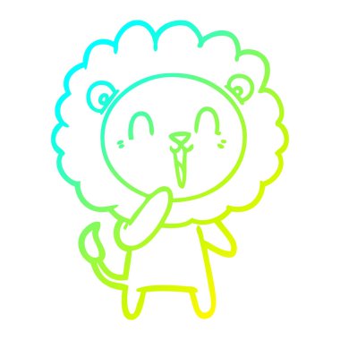 soğuk degrade çizgi çizim gülen aslan karikatür