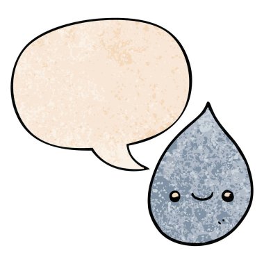 retro doku tarzında karikatür yağmur damlası ve konuşma balonu