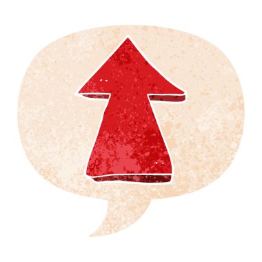 retro dokulu tarzda karikatür işaret ok ve konuşma balonu