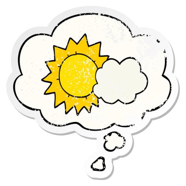 karikatür hava ve sıkıntılı yıpranmış etiket olarak kabarcık düşünce