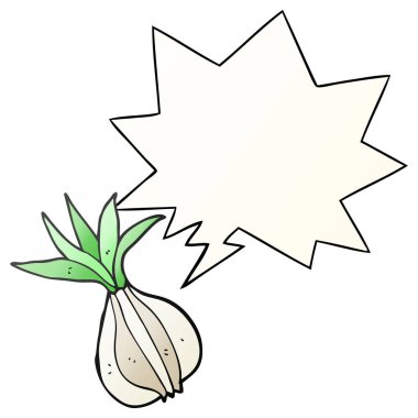 düzgün degrade tarzında karikatür soğan ve konuşma balonu