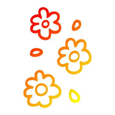 sıcak degrade çizgi çizim karikatür çiçek kafaları