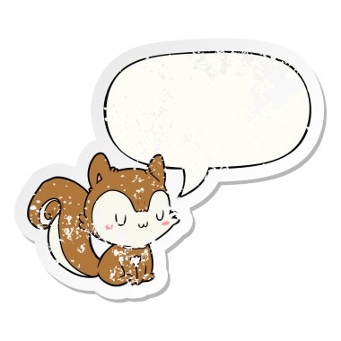 karikatür sincap ve konuşma balonu sıkıntılı etiket