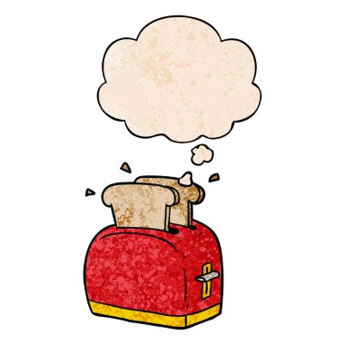 karikatür tost makinesi ve grunge doku desen sty düşünce balonu