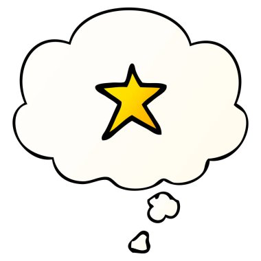 çizgi film yıldızı sembolü ve pürüzsüz degrade tarzında düşünce balonu