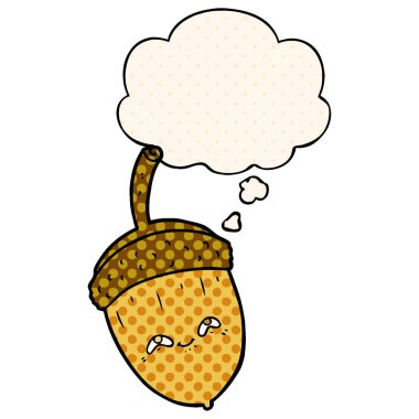 çizgi roman tarzında karikatür meşe palamudu ve düşünce balonu