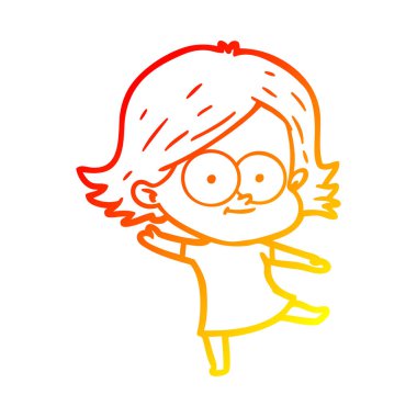 sıcak degrade çizgi çizim mutlu karikatür kız