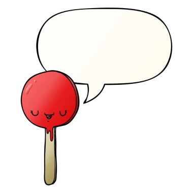 düzgün degrade stil karikatür şeker lolipop ve konuşma balonu