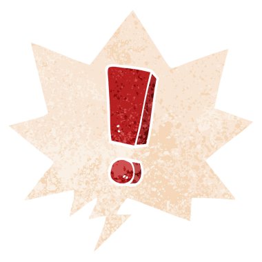 retro dokulu sty karikatür ünlem işareti ve konuşma balonu