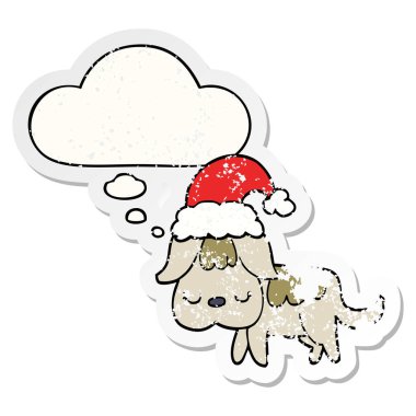 sevimli noel köpek ve sıkıntılı bir yıpranmış sopa olarak kabarcık düşündüm