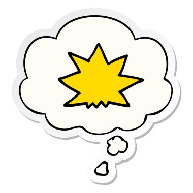 karikatür patlama ve basılı bir etiket olarak kabarcık düşünce