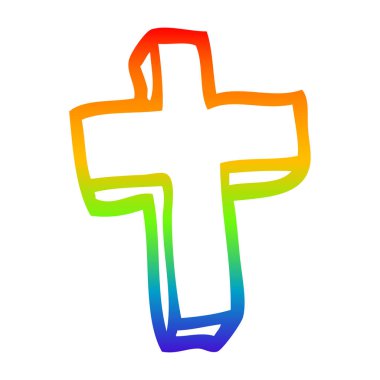 gökkuşağı gradyan çizgi çizim karikatür ahşap haç