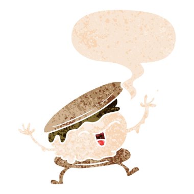 retro dokulu tarzında smore karikatür ve konuşma balonu