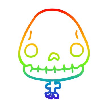 gökkuşağı gradyan çizgi çizim karikatür halloween kafatası