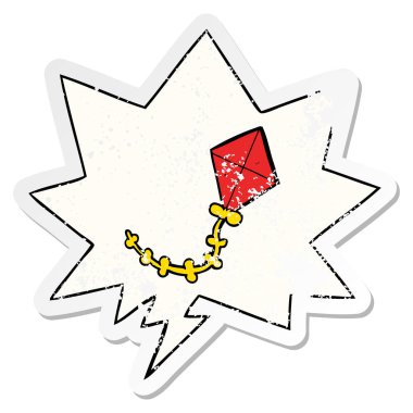 karikatür uçurtma ve konuşma balonu sıkıntılı etiket