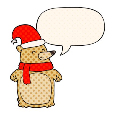 çizgi roman tarzında karikatür noel ayı sıcayı ve konuşma balonu