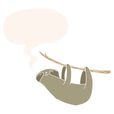 retro tarzında karikatür tembellik ve konuşma balonu