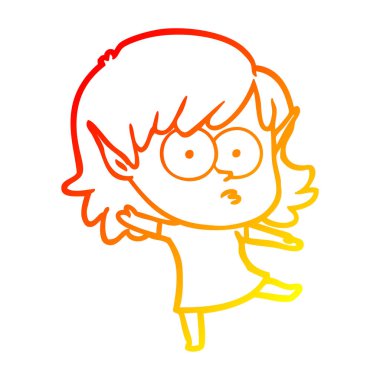 sıcak degrade çizgi çizim karikatür elf kız dans