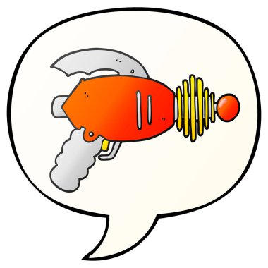 düzgün degrade tarzında karikatür ışın silah ve konuşma balonu