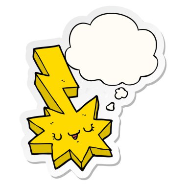 karikatür yıldırım grev ve basılı bir etiket olarak kabarcık düşünce