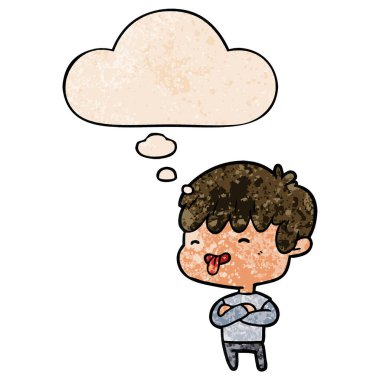 karikatür çocuk dil ve grunge tex düşünce kabarcık dışarı yapışmasını