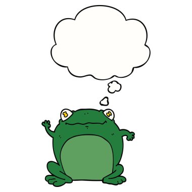 karikatür kurbağa ve düşünce balonu