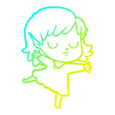 soğuk degrade çizgi çizim karikatür elf kız