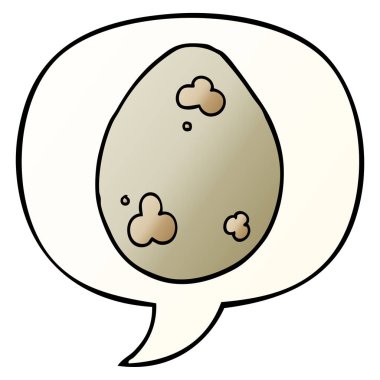 düzgün degrade tarzında karikatür yumurta ve konuşma balonu