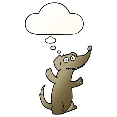 karikatür köpek ve pürüzsüz degrade tarzında kabarcık düşünce