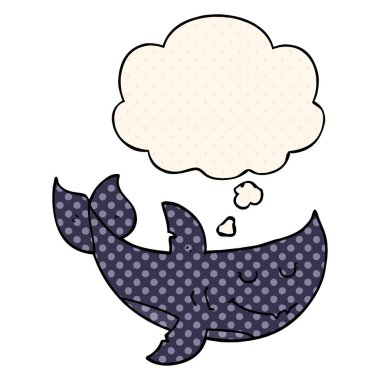 çizgi film köpekbalığı ve çizgi roman tarzında düşünce balonu