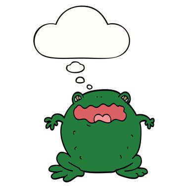 karikatür kurbağa ve düşünce balonu