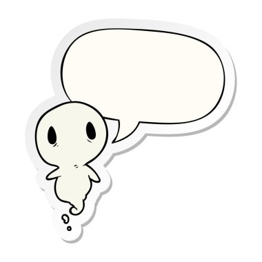sevimli karikatür hayalet ve konuşma kabarcık etiket