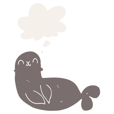 karikatür mühür ve retro tarzında düşünce balonu