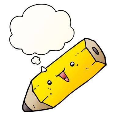 sevimli karikatür kalem ve pürüzsüz degrade tarzında düşünce balonu